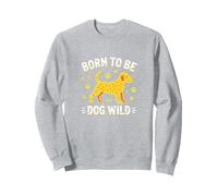 Born to Be Dog Wild Paw Print, Amante dei Cuccioli Felpa, Unisex per Adulti, Grigio Melange, XL