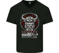 Born To Be Vikings Ragnar Odin Valhalla Uomo Scollo A V Cotone T-Shirt