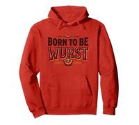 Born To Be Wurst: On My Wurst Comportamento Divertente Foodie Felpa con Cappuccio, Unisex per Adulti, Rosso, L
