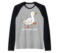 Born to Dilly Dally Cute Funny Duck Donne Bambine Ragazze Maglia con Maniche Raglan