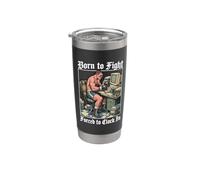 Born to Fight Forced to Clock In - Workaholic Boxer Bicchiere termico in acciaio inox doppia parete