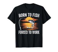 Born To Fish Lavoro forzato Pesca divertente Maglietta