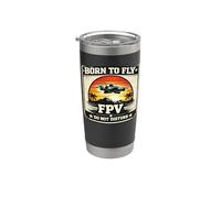 Born To Fly FPV Drone Pilot Retro Vintage Sunset Gift Bicchiere termico in acciaio inox doppia parete