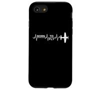 Born To Fly Heartbeat - Airplane ECG Pulse Line per piloti Custodia per iPhone SE (2020) / 7/8