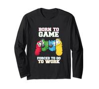 Born To Game Forced To Go Work Gamer Game Gaming Videogiochi Maglia a Manica