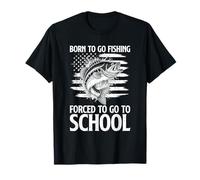 Born To Go Fishing Bass Fish Fisherman Boy Kid Funny Daying Maglietta