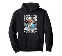 Born to Go Fishing Meme divertente per la pesca alla spigola per ragazzi e uomini Felpa con Cappuccio
