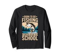 Born to Go Fishing Meme divertente per la pesca alla spigola per ragazzi e uomini Maglia a Manica