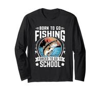 Born to Go Fishing Meme divertente per la pesca alla spigola per ragazzi e uomini Maglia a Manica
