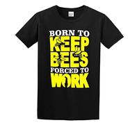 Born To Keep Bees Forced To Work Funny Gift Bee Keeping Honey UK Men Simple Tshirt Black 3XL
