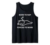 Born To Nap Divertente Ufficio Carino Cat Lavoratore Costretto A Lavorare Canotta