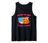 Born to Nap Forced to Work Funny Crying Cat Girl Meme Laptop Canotta
