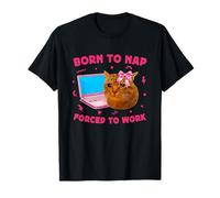 Born to Nap Forced to Work Funny Crying Cat Girl Meme Laptop Maglietta