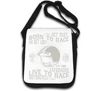 Born To Race - Borsa a tracolla "Get Fast Or Get Lost Shut Up And Race", colore: Bianco