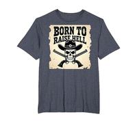 Born to Raise Hell: Cowboy Skull Outlaw Atteggiamento Ribelle Maglietta, Uomo Taglie Grandi, Pervinca, 2X Tall