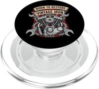 Born to Restore Vintage Iron Engine Mechanic V-Twin Motor PopSockets PopGrip per MagSafe