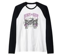 Born To Ride Wild At Heart Motorcycle Roses Maglia con Maniche Raglan