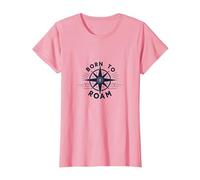 Born to Roam: Design avventuroso della Bussola per Wanderlusters Maglietta, Donna, Rosa, L