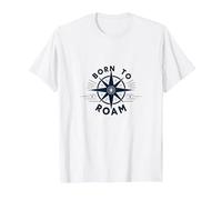 Born to Roam: Design avventuroso della Bussola per Wanderlusters Maglietta, Uomo, Bianco, 3XL