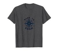 Born to Roam: Design avventuroso della Bussola per Wanderlusters Maglietta, Uomo, Grigio Scuro, 3XL