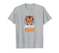 Born to Roar: feroce Spirito Tigre per avventurieri Maglietta, Uomo, Grigio Melange, S
