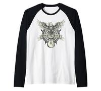 Born to Rock And Roll - Chitarra Vintage Rock Music Maglia con Maniche Raglan