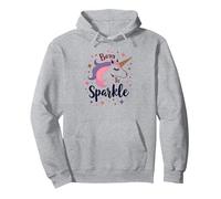 Born To Sparkle Unicorno per Donne Magical Fantasy Slogan Felpa con Cappuccio, Unisex per Adulti, Grigio Melange, L