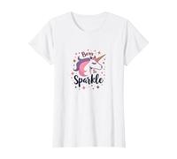 Born To Sparkle Unicorno per Donne Magical Fantasy Slogan Maglietta, Donna, Bianco, L