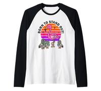 Born To Stand out Carino Kawaii Fenicottero Uccello Estate Maglia con Maniche Raglan