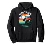 Born To Surf Retro Vintage Tramonto Spiaggia Oceano Surf Amante Felpa con Cappuccio