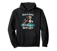 Born to Swim, Built Love | Giocoso Cane da Acqua Portoghese Felpa con Cappuccio
