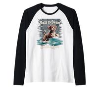 Born to Swim, Built Love | Giocoso Cane da Acqua Portoghese Maglia con Maniche Raglan