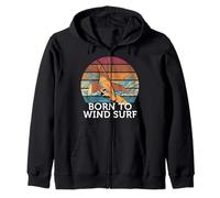 Born To Wind Surf Retro Vintage Sunset Beach Surf Felpa con Cappuccio