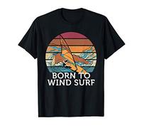 Born To Wind Surf Retro Vintage Sunset Beach Surf Maglietta