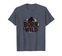 Born Wild: Lupo Silhouette Natura Amante Avventura Maglietta, Uomo, Pervinca, 3XL