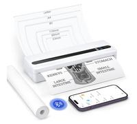 BORN4SHIP PB821 - Stampante termica portatile wireless da viaggio, con Bluetooth, formato A4, con 3 rotoli di carta termica usa e getta, compatibile con iOS, Android, laptop, ufficio, auto, casa