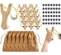 Bornerwhite 12 set di fionde in legno con David e Golia, gioco per la scuola domenicale, con borsa con coulisse, per storia della Bibbia, decorazione per feste, educazione religiosa, regalo divertente