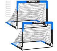BORNEW Confezione da 2 porte da calcio - Porte da calcio per bambini da 1,2 x 0,9 m, portatile, set di reti da calcio pop-up per giovani e adulti e giochi all'aperto e attrezzature per allenamento da
