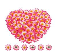 Bornfeel Fiori Margherite 100 Pezzi Fiori Finti Bomboniere Fiore Artificiale Corolla in Seta per Pasqua Tavola Cofano Matrimonio Festa Cerimonia Decorazione 38 x 38 x 20 mm Bianco & Rosa Scuro