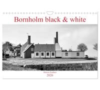 Bornholm black & white (Wandkalender 2026 DIN A4 quer), CALVENDO Monatskalender: Impressionen von der wunderschönen Insel Bornholm in schwarz-weiß.