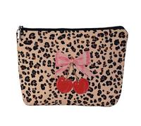 BornSiiren Borsa per il trucco colorata con farfalla borsa cosmetica per donna Coquette estetica borsa da toilette sacchetto organizzatore accessori da viaggio stoccaggio con fodera vintage, Ciliegia