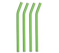 Borosilicate Glass Drinking Straws | Multicolor 4pcs, straight or elbow: Cold drinks, coffee, cocktail, glass blowing(Army Green)