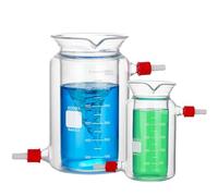 Borosilicato vetro doppio strato giaccato vetro bicchiere laboratorio a fondo piatto reazione bicchiere chimica vetreria (250ml)