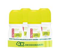 Borotalco, Deodorante Roll-On Attivo Giallo, Talco con Molecole Anti-Odore, Efficacia Fresca, 48h efficacia, Senza Alcool, Profumo di Cedro e Lime - 4 Pezzi da 50 ml - Esclusiva Amazon