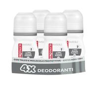 Borotalco, Deodorante Roll On Invisibile Grigio, Formula Senza Alcool con Talco Effetto Barriera, Cattura e Non Trasferisce Aloni, 48h di Efficacia, Profumo Classico, 4 x 50 ml