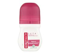 Borotalco, Deodorante Roll On Seta, Formula Senza Alcool e con Talco a Cristalli Attivi, Tripla Protezione Asciutta, Profumo di Talco e Fiori Rosa, 48h di Efficacia - 1 Flacone da 50 ml