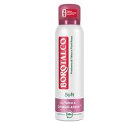 Borotalco Deodorante Soft, Profumo di Talco e Fiori Rosa, Deodorante Spray Donna con Talco a Cristalli Attivi, Tripla Protezione Asciutta per 48 Ore, Efficacia Asciutta, Senza Alcool, 150 ml