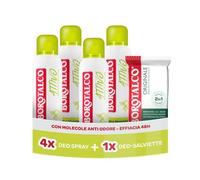 Borotalco, Deodorante Spray Attivo 4x50ml, Deo-Salviette Originale 2in1 | Formula Anti-Macchie Senza Alcool con Talco a Cristalli Attivi, Profumo Cedro e Lime, Salviette Deodoranti con Anti-Odore