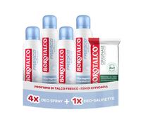 Borotalco, Deodorante Spray Fresco Azzurro 4x150ml, Deo-Salviette Originali