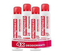 Borotalco, Deodorante Spray Intensivo, con Talco a Cristalli Attivi, Ipersudorazione, Senza Alcool, Profumo di Borotalco, 72h efficacia - 4 Pezzi da 150 ml - Esclusiva Amazon